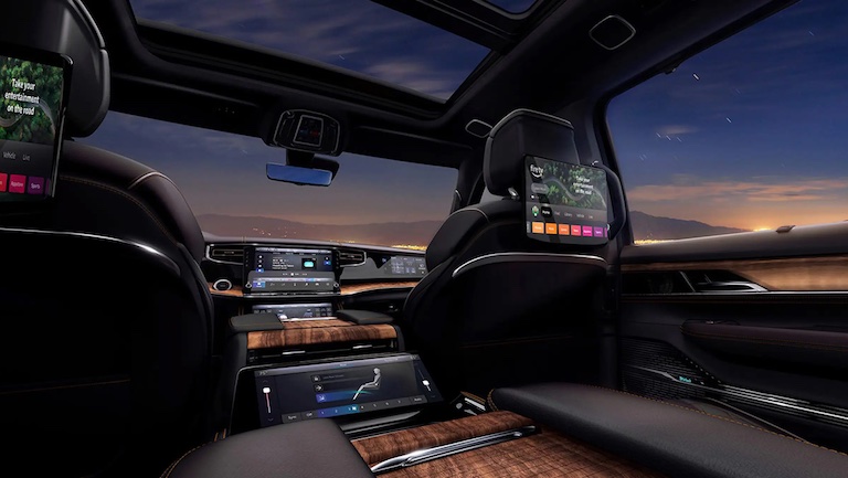 The 2026 Grand Wagoneer is a full-size three-row luxury SUV with twin-turbo Hurricane inline-six engines rated at 420 hp.
