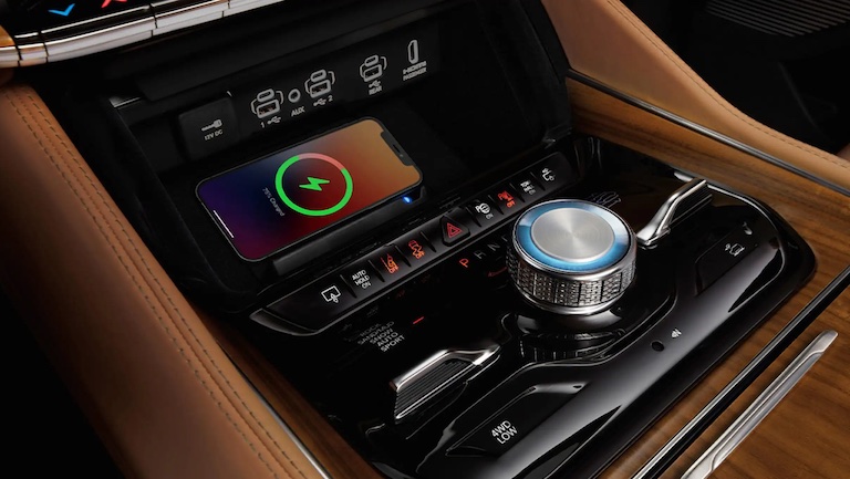 The 2026 Grand Wagoneer is a full-size three-row luxury SUV with twin-turbo Hurricane inline-six engines rated at 420 hp.